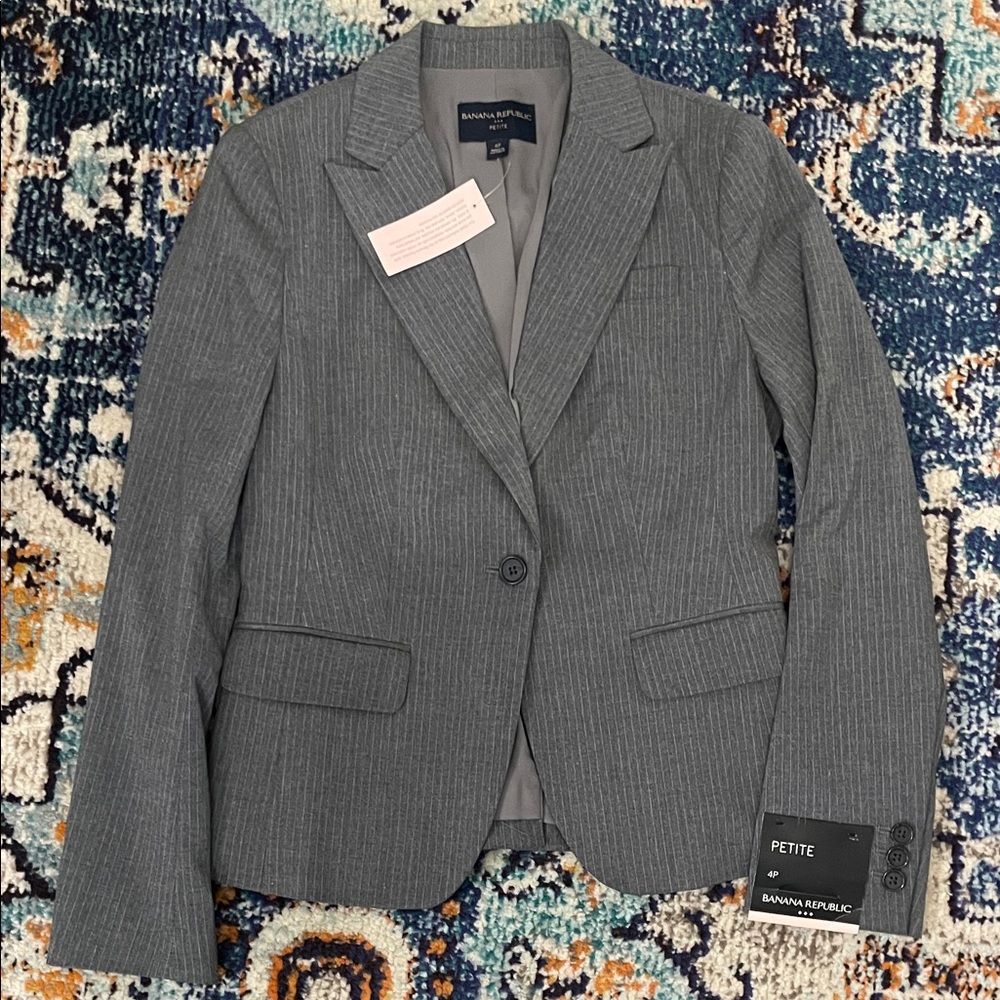 NWT Banana Republic Gray Women's Pinstriped Blazer